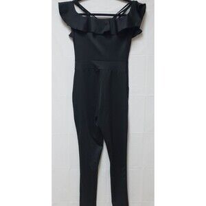 Women’s CBR Black Jumpsuit Spaghetti Strap Ruffle Detail Size S NWOT